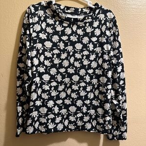 The new society Floral Black and White Top